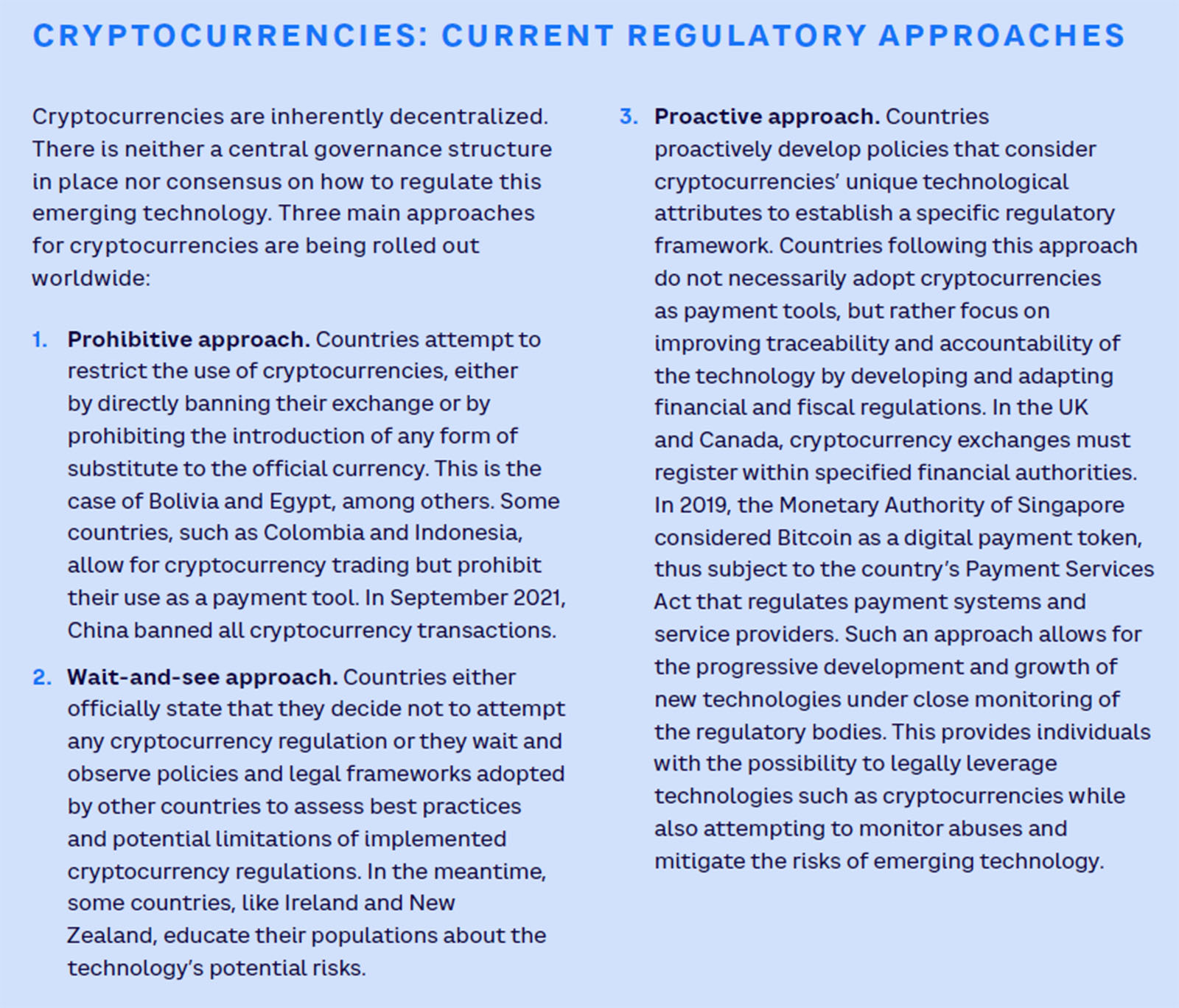 CryptoCurrencies: Current Regulatory Approaches