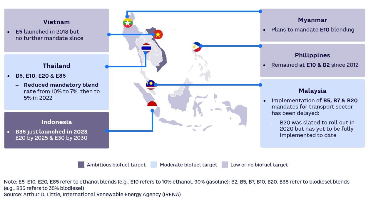 Figure 4. State of biofuel mandates across SEA