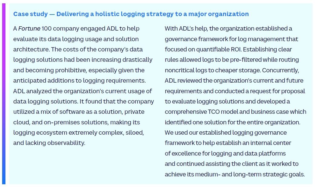 Case study — Delivering a holistic logging strategy to a major organization